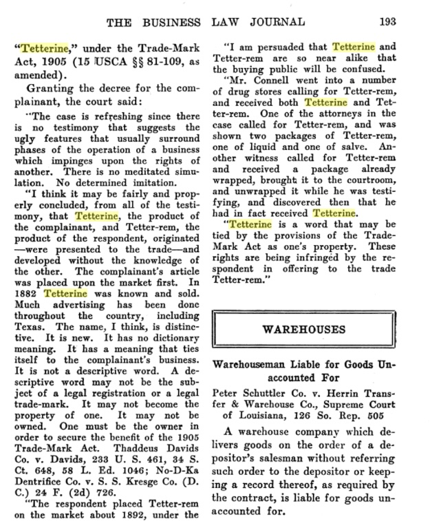 Book scan showing early legal summary about national advertising and sales