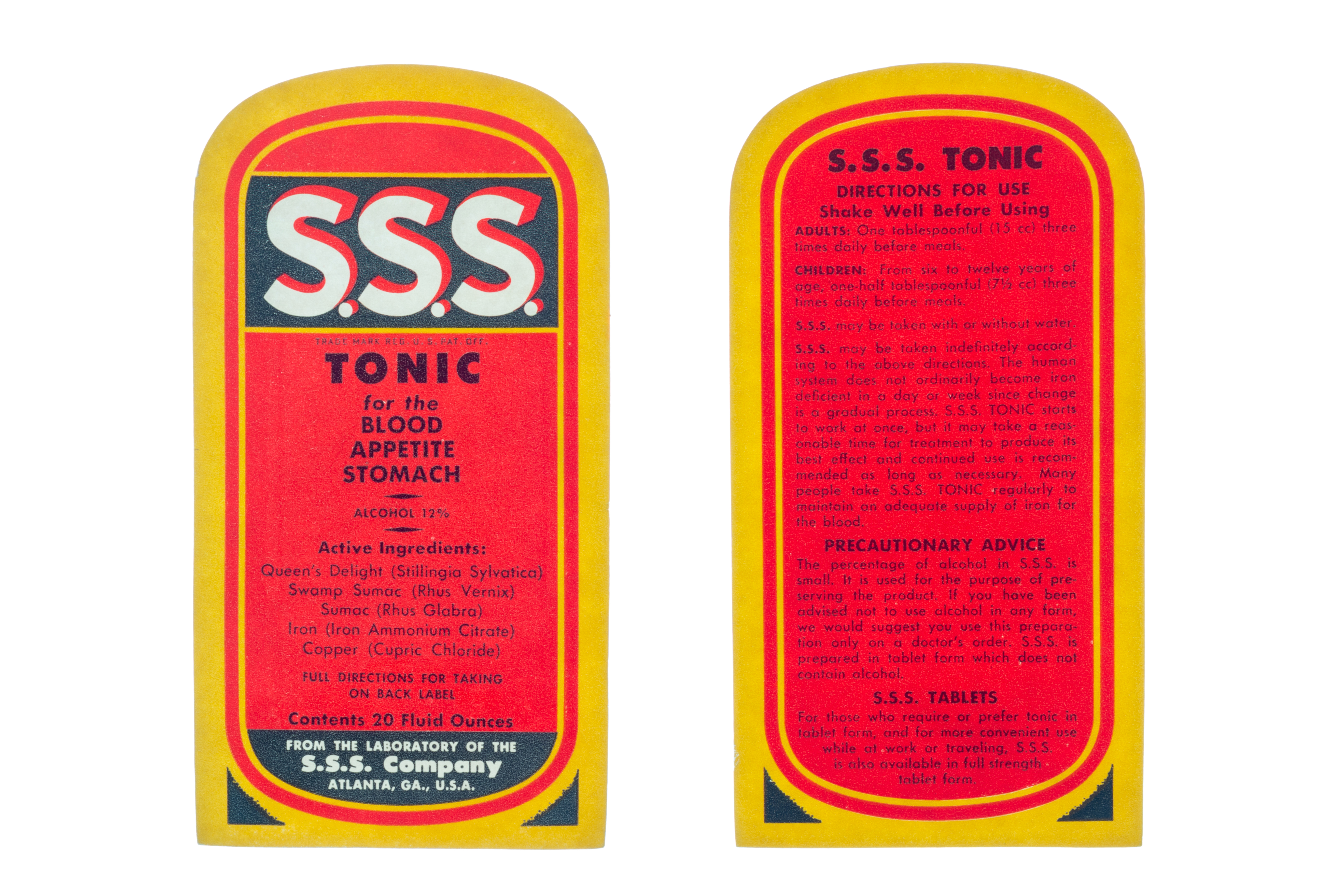 Historic S.S.S. tonic label insert