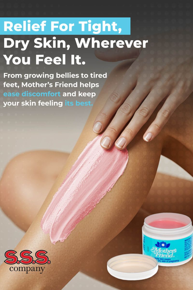 Mother's Friend Cream applied to a leg