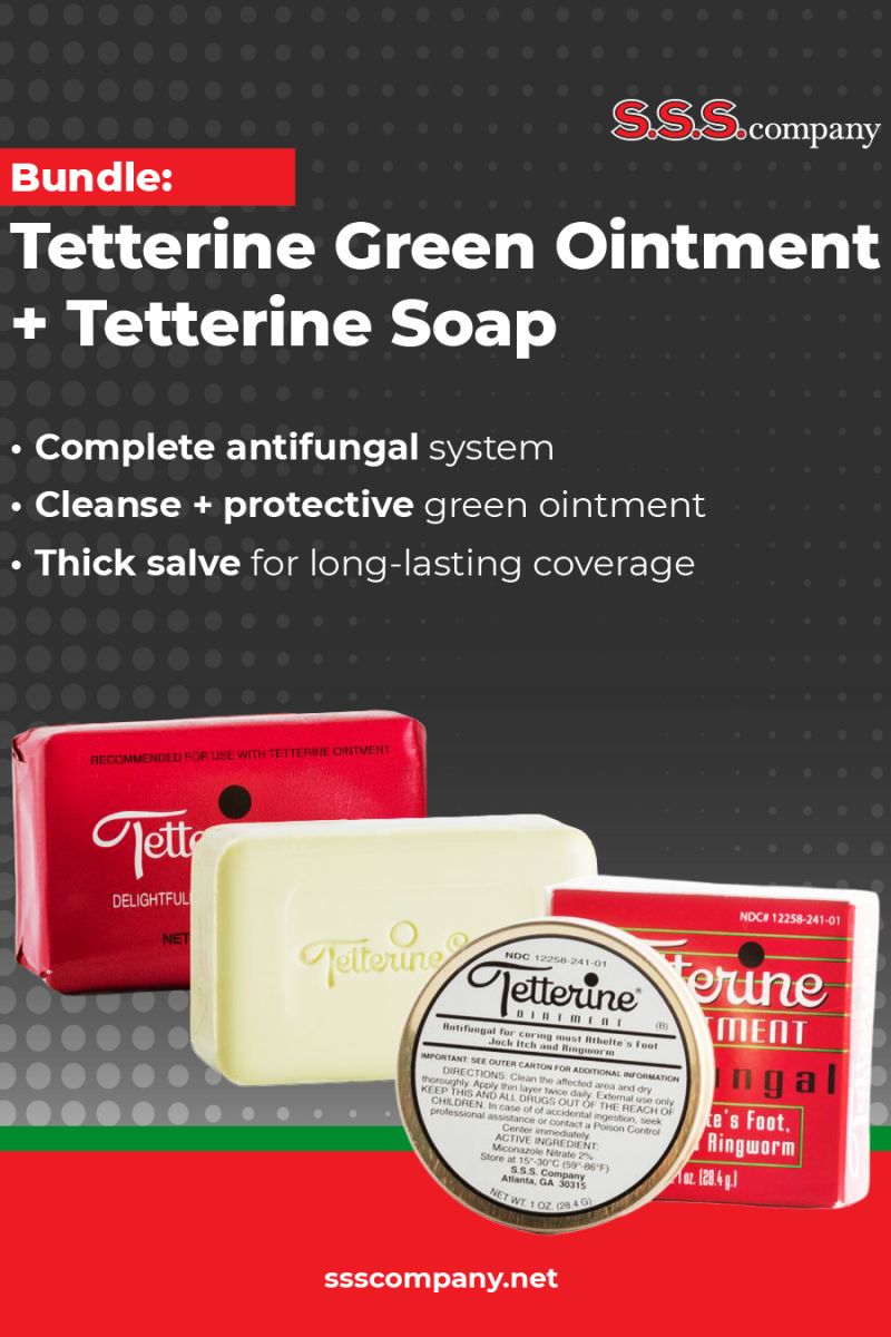 Tetterine Green ointment and Tetterine Soap, a two-step cleanse and care set