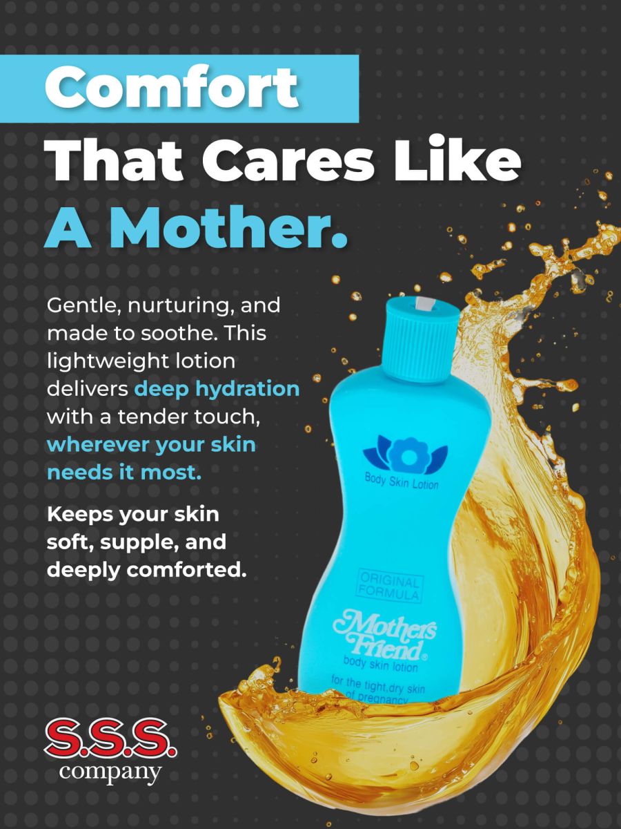 Mother's Friend body lotion, a lightweight lotion for dry, stretched skin