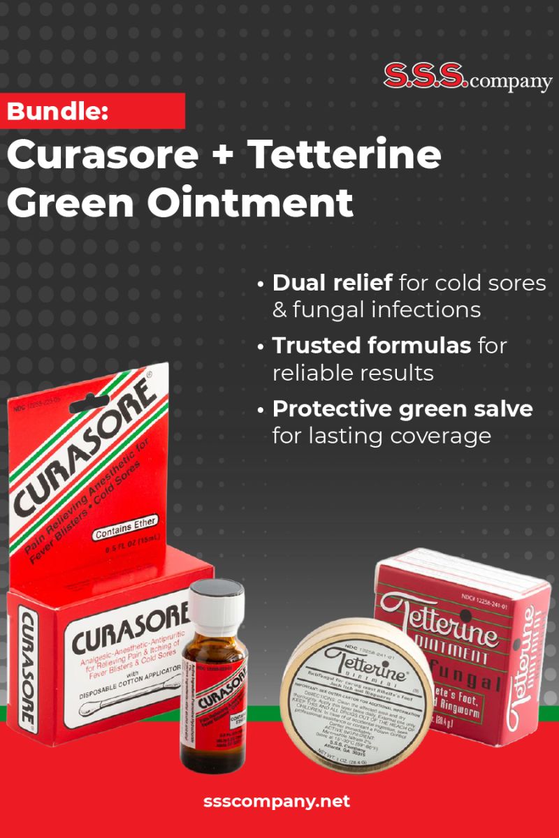 Curasore and Tetterine Green bundle for cold sore relief and antifungal care