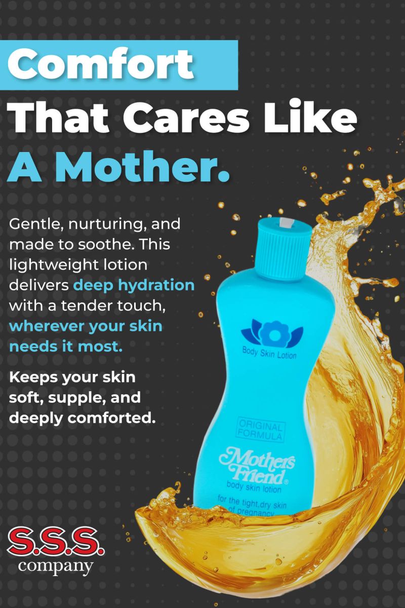 Mother's Friend body lotion, a lightweight lotion for dry, stretched skin